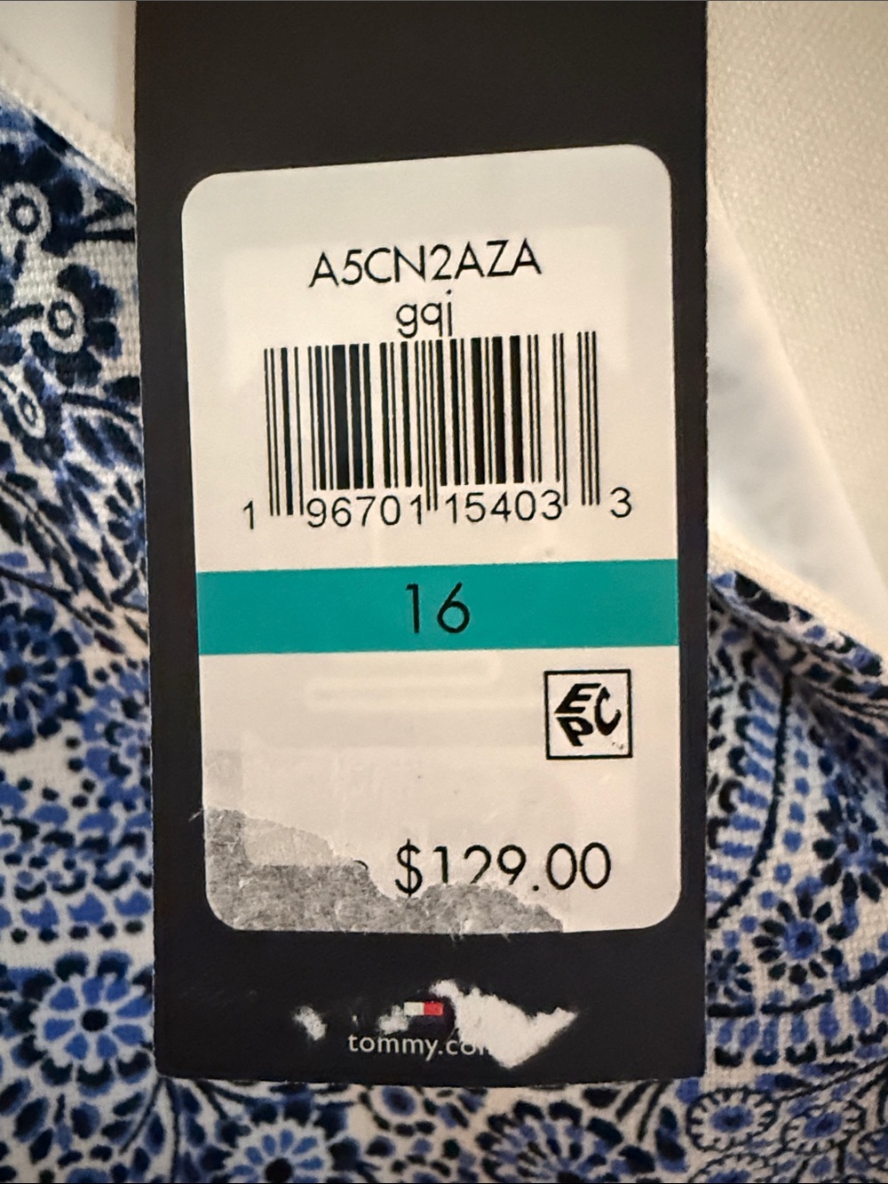 Tommy Hilfiger Blue & White Paisley V-Neck Midi Dress - Picture 3 of 5